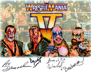 Powers of Pain & Demolition QUAD Autographed Wrestlemania V 8x10 Photo