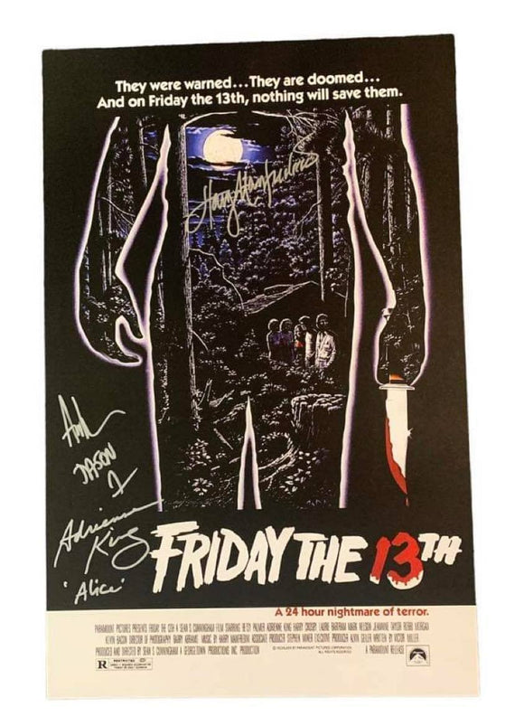 Ari Lehman/Adrienne King/Harry Manfredini Friday the 13th Autographed Poster