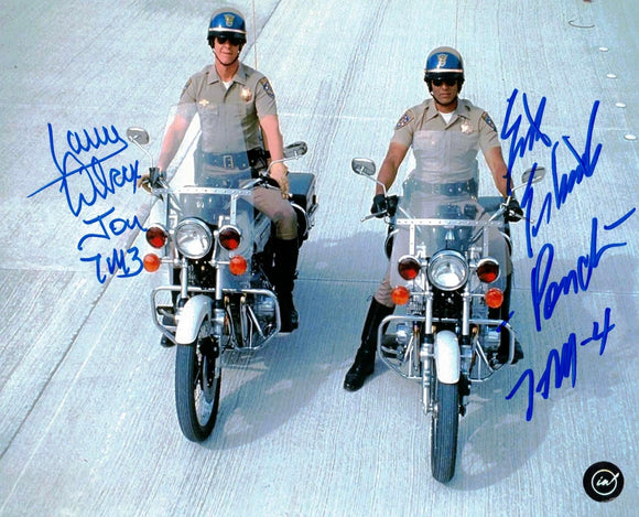 Erik Estrada & Larry Wilcox CHiPs Autographed 8x10 Photo