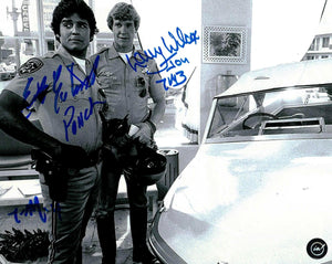 Erik Estrada & Larry Wilcox CHiPs B&W 8x10 Dual Signed Photo