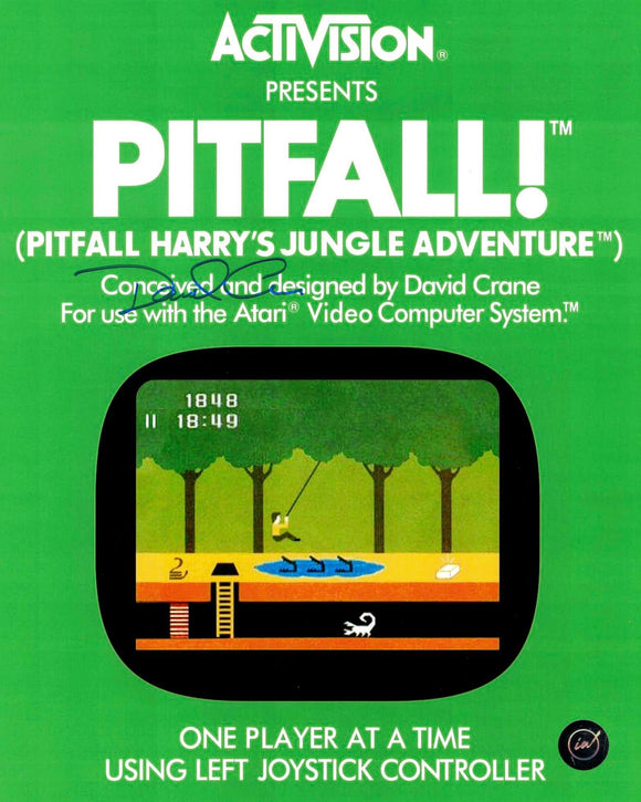 David Crane Autographed Pitfall 8x10 Video Game Cover Photo