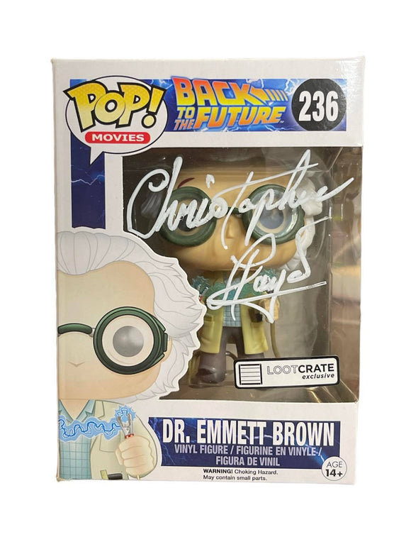 Dr. Emmett Brown Back to the Future Funko Autographed by Christopher Lloyd Loot Crate Exclusive
