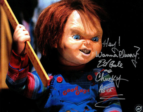 Child's Play 8x10 Chucky Photo Autographed by Ed Gale