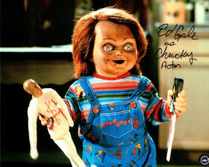 Child's Play 8x10 Chucky Photo with Voodoo Doll Autographed by Ed Gale