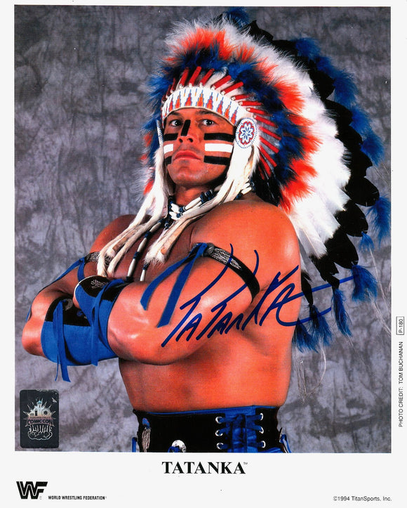 Tatanka WWF Autographed 8x10