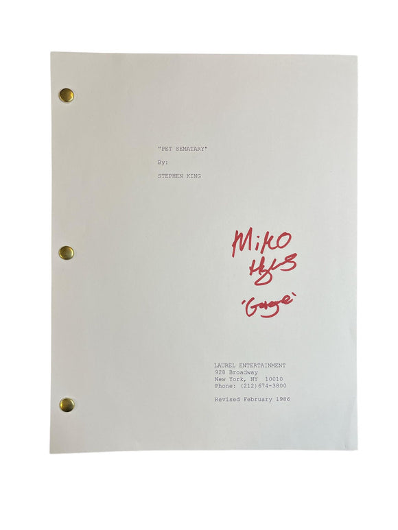 Pet Sematary Script Autographed by Miko Hughes 