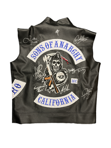 Cast Signed 7 Autographs Sons of Anarchy Motorcycle Cut/Vest SOA