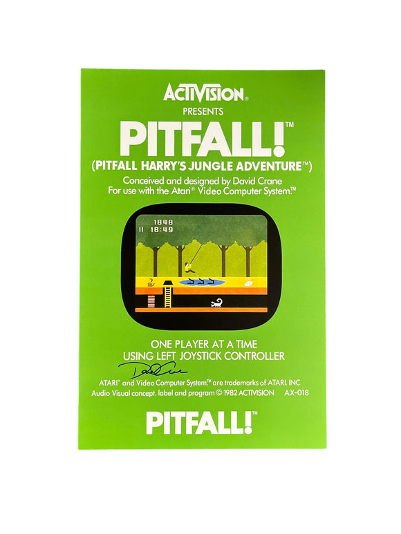 David Crane Autographed Pitfall! Video Game Mini Poster