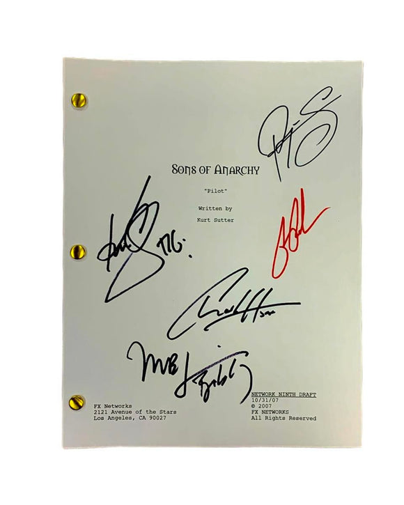 Cast Signed Sons of Anarchy Autographed Pilot Script SIX AUTOGRAPHS RED