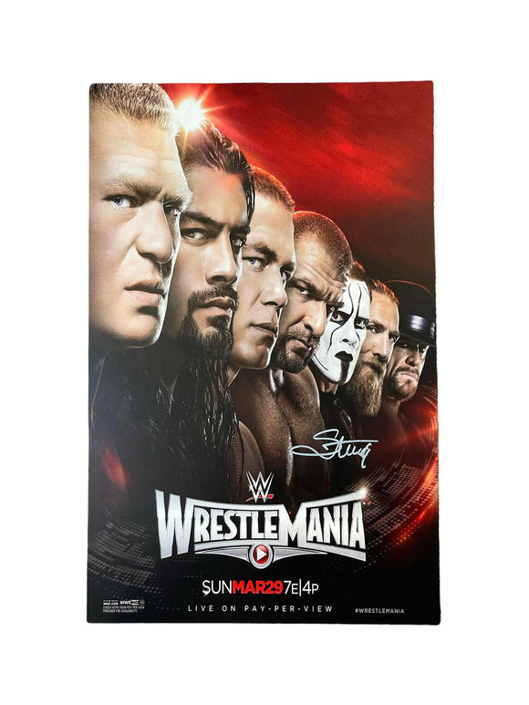 Sting Autographed Wrestlemania 31 Replica Mini Poster